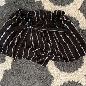 black and white striped shorts